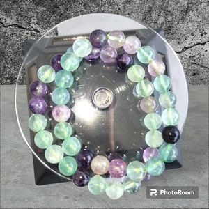 2 Gorgeous Rainbow Fluorite Crystal Bracelets